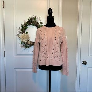 Lucky Brand Light Pink Crew Neck Sweater Size Large